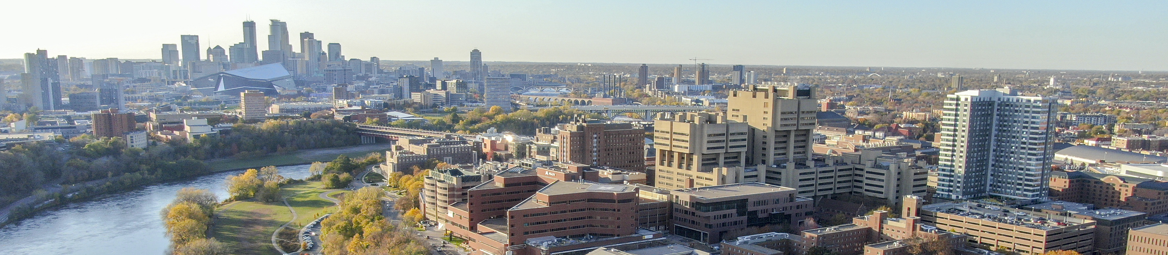 Aerial view of the University of Minnesota Minneapolis campus